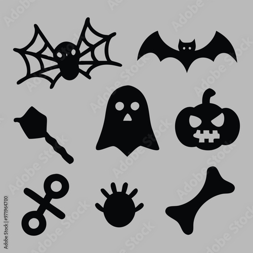 Free Vector halloween silhouette collection white background generative ai