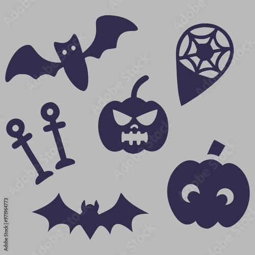 Free Vector halloween silhouette collection white background generative ai