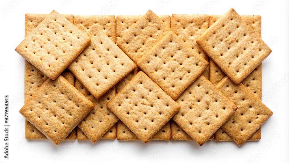 Whole wheat flour crackers on white background Whole wheat flour crackers on white background