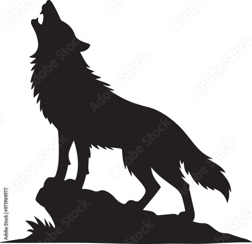 A vector silhouette of a wolf