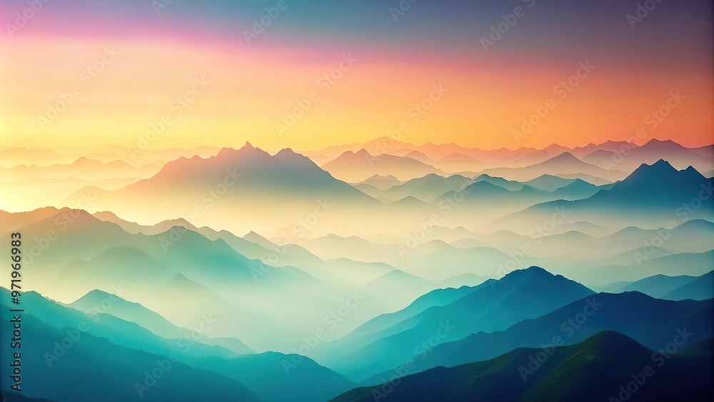 Wide-Angle Mountains and sky pastel colored gradient copy space Wide-Angle Mountains and sky pastel colored gradient copy space