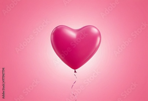 Vector 3d Realistic Pink Heart Shaped Balloon Closeup Isolated on a Pink Background. Romantic Pink Glossy Heart Shape. Designer Heart Template for Love Concept. Ai generated image