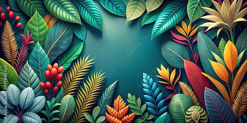 Wide-Angle Wallpaper with bold abstract plant elements Wide-Angle Wallpaper with bold abstract plant elements