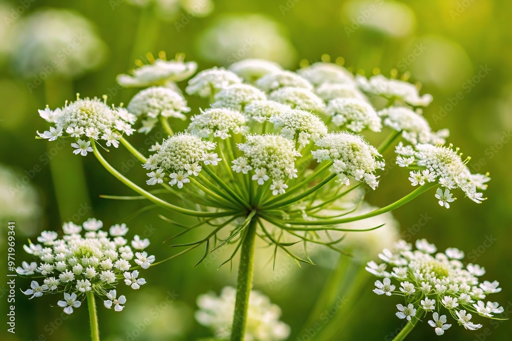 Wild carrot blossoms in medium shot with space for text Wild carrot blossoms in medium shot with space for text