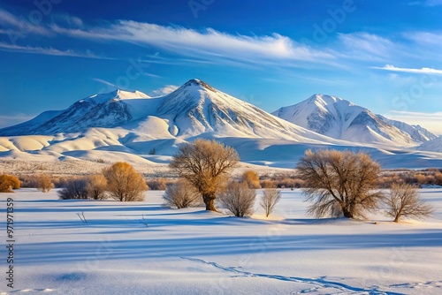 Winter landscape in the Ash Mountains with Praded Mountain in the background photo