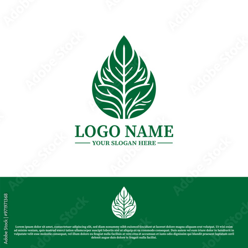 green leaf abstract logo