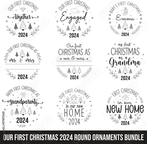 Our First Christmas together 2024 Print, Our First Christmas AS Mr & Mrs 2024, Baby's first Christmas 2024, Our first Christmas married 2024, Printable Bundle