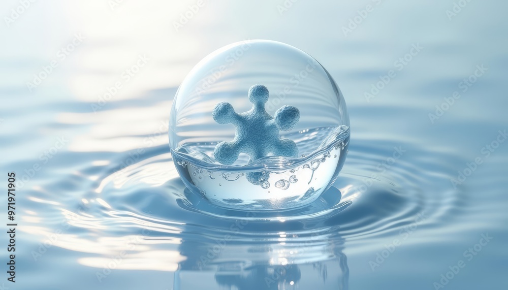 A delicate water droplet encapsulates a tiny world A delicate water droplet encapsulates a tiny world