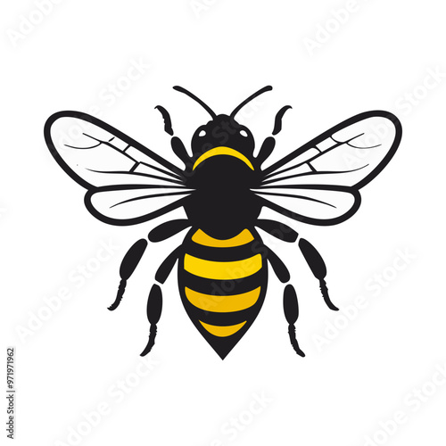 Bee logo. Vector illustration of honeybee isolated on white background.
