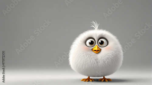 Cute bird in 3D style.