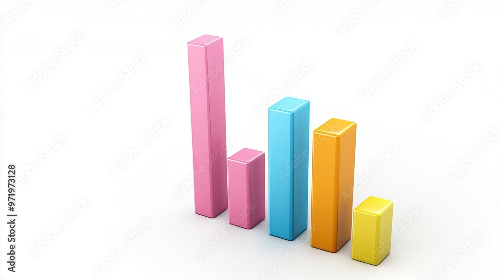 3D bar chart illustrating cost structure of business on a clean white background, copy space. 3D bar chart illustrating cost structure of business on a clean white background, copy space.