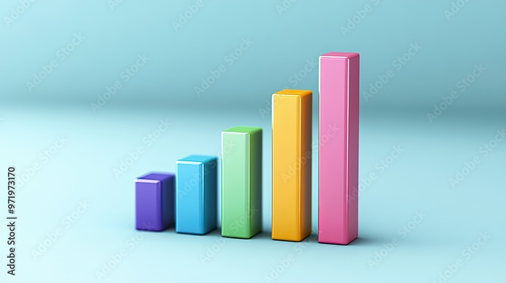 3D bar chart illustrating a business cost breakdown with colorful bars, ample copy space. 3D bar chart illustrating a business cost breakdown with colorful bars, ample copy space.