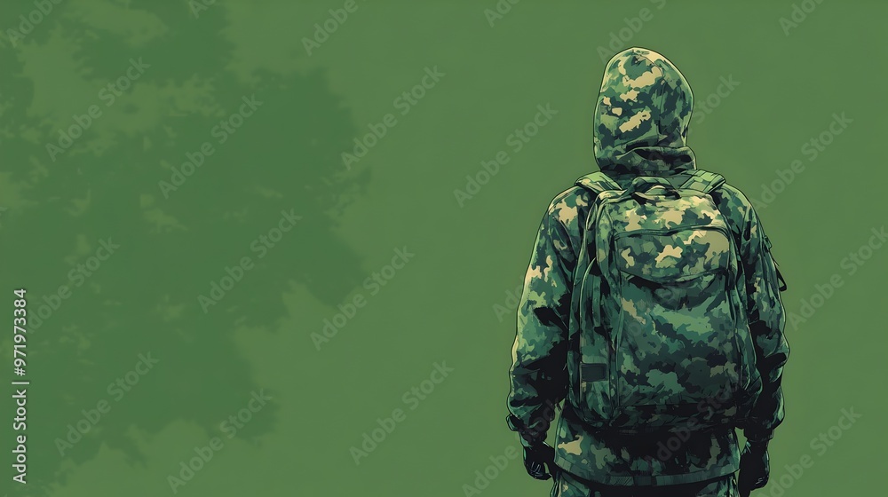 Camouflaged Nature Enthusiast in Minimalist Flat Design