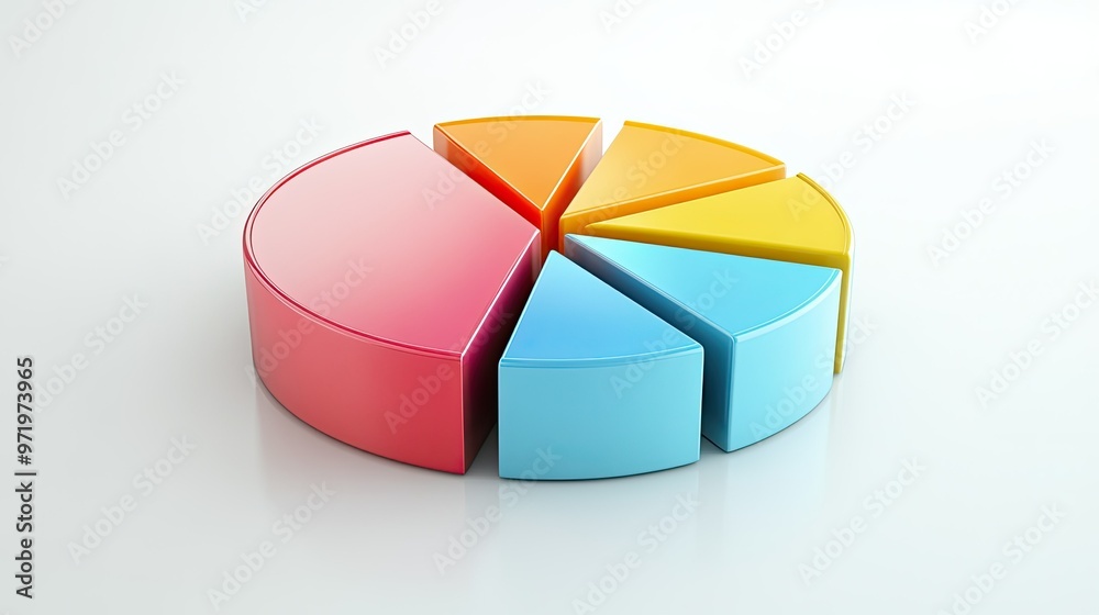 Obraz premium 3D pie chart illustrating business cost distribution, on a white surface, copy space.