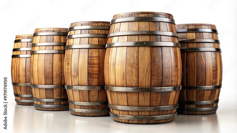 Wooden barrels isolated on white background Wooden barrels isolated on white background