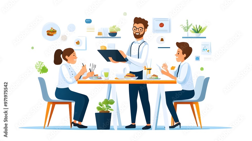 Waiter Taking Orders at a Restaurant Table. Waiter Taking Orders at a Restaurant Table.