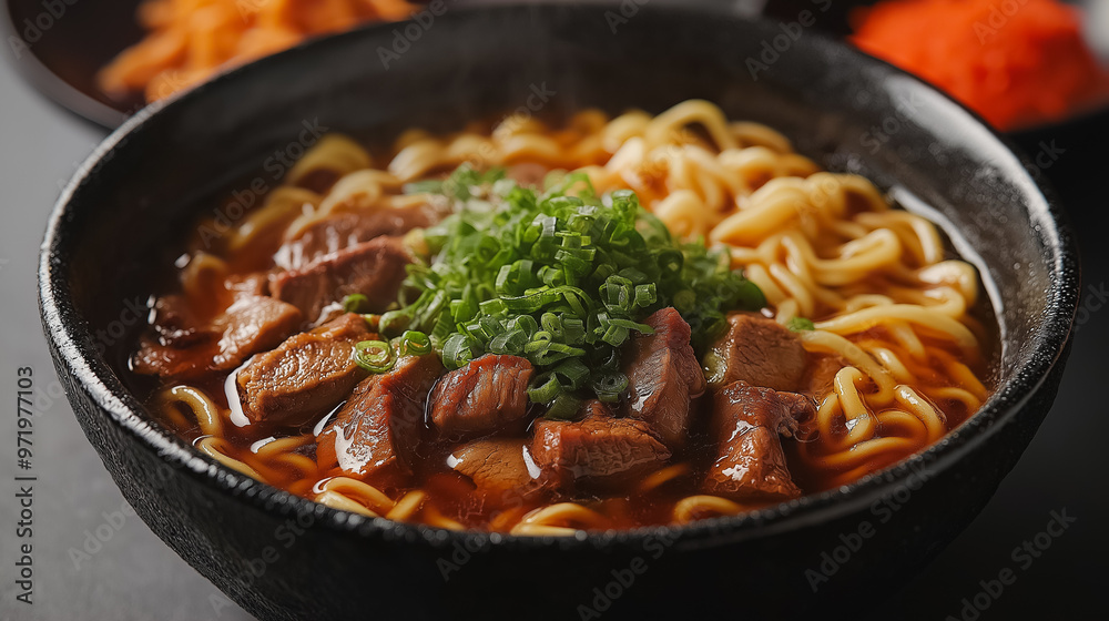 Japanese ramen bowl, pork broth with noodles, isolated on white background, traditional Japanese dish, simple and clean presentation Japanese ramen bowl, pork broth with noodles, isolated on white background, traditional Japanese dish, simple and clean presentation