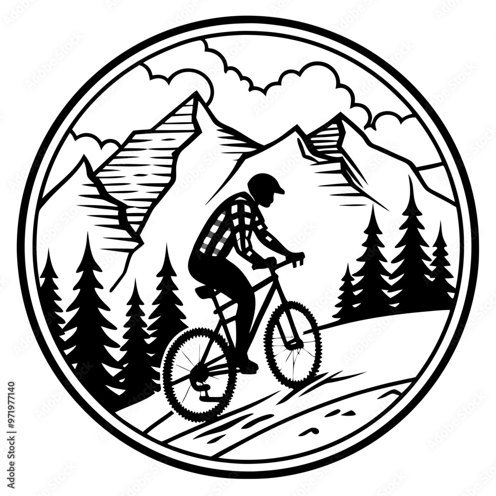 mountain bike sign svg vector metal wall art laser cut files
