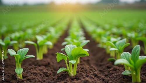  New beginnings A field of freshly sprouted plants