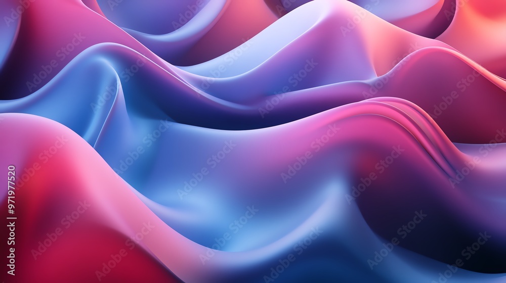 Fototapeta premium 3D render of dynamic flowing shapes blending with calming rhythmic waves, smooth gradients, dynamic dimensions mix, soothing abstract fusion