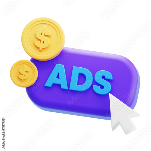 Paid Advertising 3D Icon Illustration
