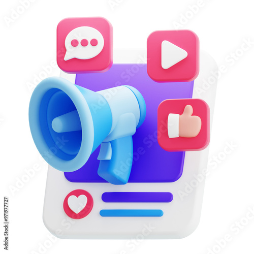 Social Media Marketing 3D Icon Illustration