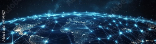 Business network with invisible threads connecting global operations, symbolizing crisis-ready networks, interconnected resilience, global business continuity
