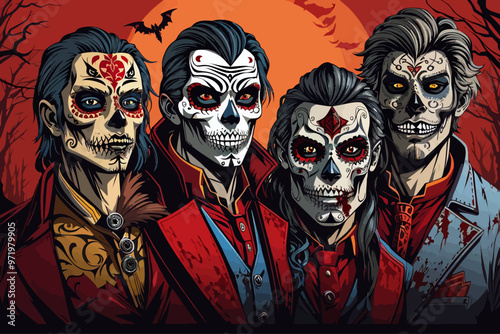 day of dead vampire zombie and werewolf horror