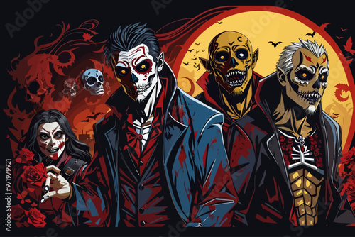 day of dead vampire zombie and werewolf horror