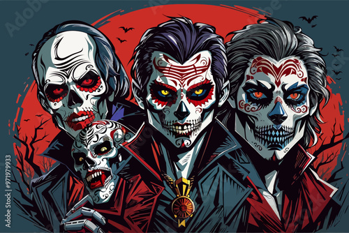 day of dead vampire zombie and werewolf horror
