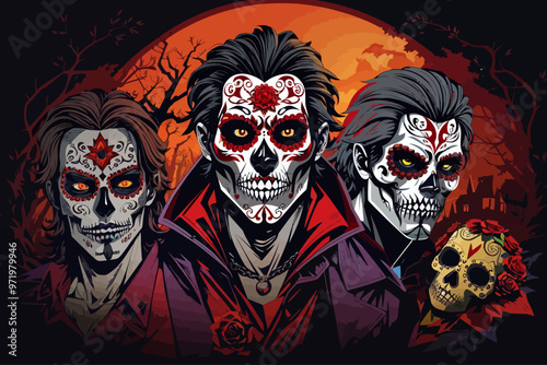 day of dead vampire zombie and werewolf horror