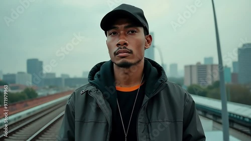 Thoughtful Man Against Urban Background