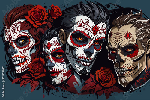 day of dead vampire zombie and werewolf horror