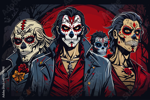 day of dead vampire zombie and werewolf horror