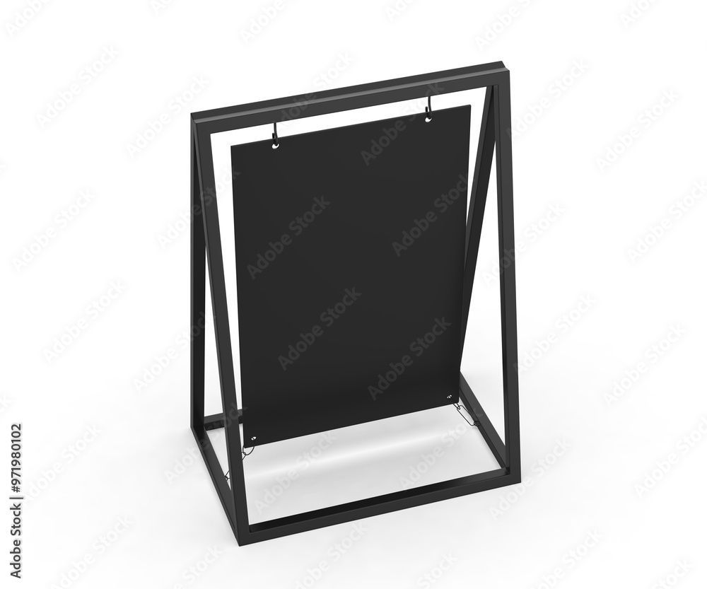 Metal blank a frame with swinging banner board 3d render illustration. Metal blank a frame with swinging banner board 3d render illustration.