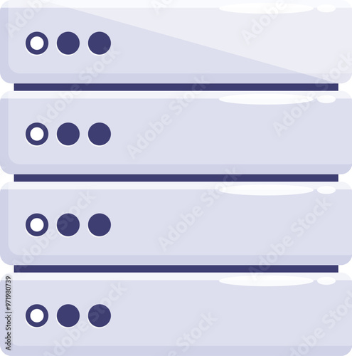 Stack of servers is processing data, representing the concept of cloud computing