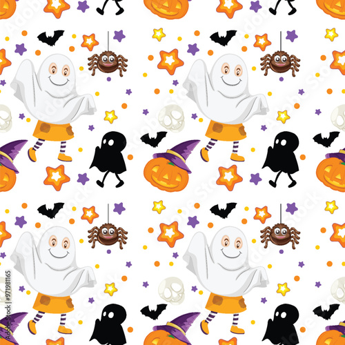 Halloween Themed Seamless Vector Pattern