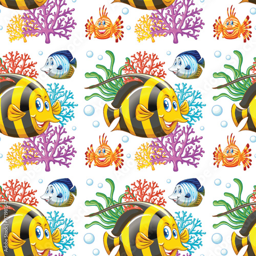 Colorful Underwater Marine Life Pattern