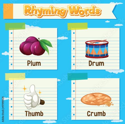 Rhyming Words Educational Illustration
