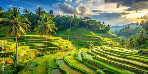 Wallpaper Mural Vibrant photo capturing the lush rice terraces, vibrant culture, and beautiful beaches of Bali, Indonesia, Bali Torontodigital.ca