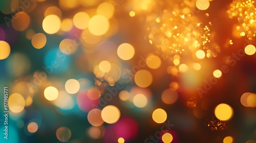 Abstract Blurred Background with Multicolored Bokeh Lights