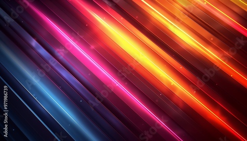 Abstract diagonal lines of blue, pink, and orange colors with a textured background.