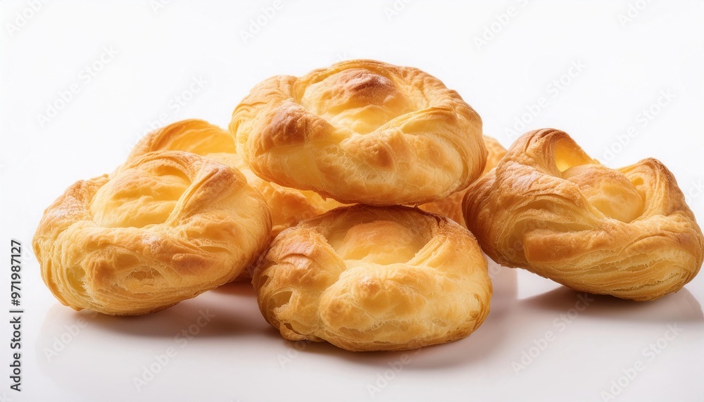 France Food, Gougères on white background isolated. France Food, Gougères on white background isolated.