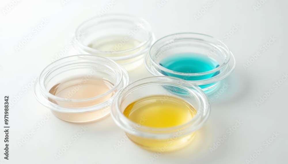 A spectrum of colors in small glass containers A spectrum of colors in small glass containers