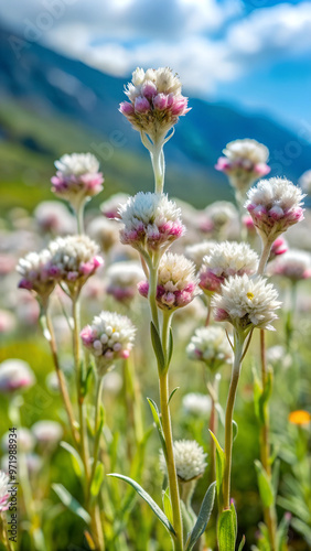 Close-up of Mountain Everlasting (Antennaria dioica) blossoms in early summer, Upper Palatinate, Bavaria, Germany