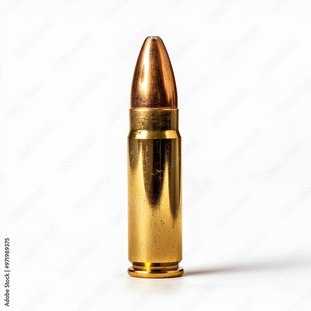 Golden Metallic Bullet Isolated on White Background Golden Metallic Bullet Isolated on White Background
