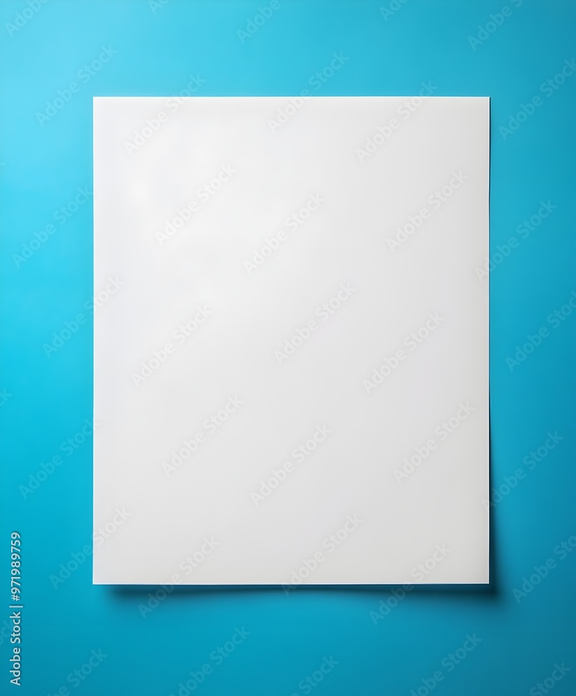 Clean Flat White Paper on Blue Background with Studio Setup Clean Flat White Paper on Blue Background with Studio Setup