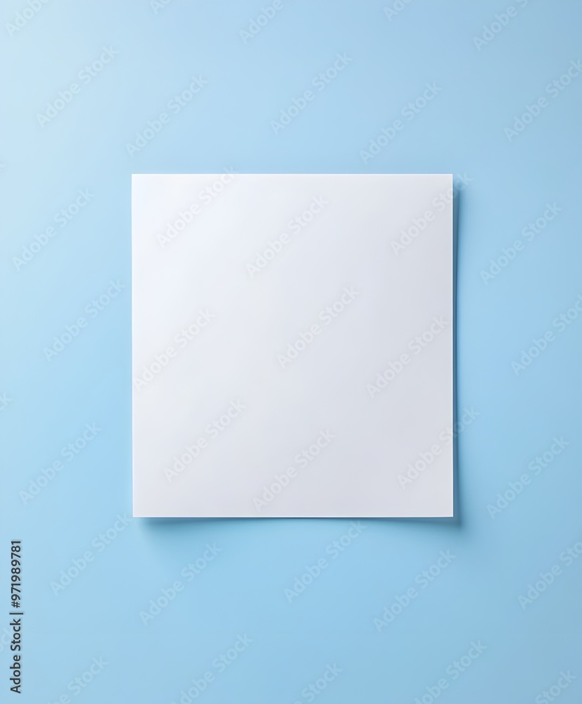 Clean White Paper Surface With Smooth Texture On Bright Blue Background Clean White Paper Surface With Smooth Texture On Bright Blue Background
