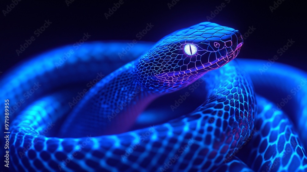 Fototapeta premium glowing snake with neon effect