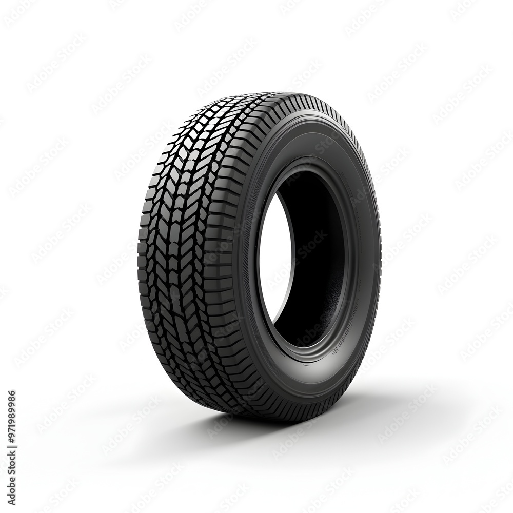Isolated Black Automotive Tire on White Background Isolated Black Automotive Tire on White Background